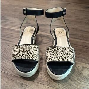 Women's Vince Camuto Calf Hair Leather Kathalia Platform Espadrille Leopard 8.5